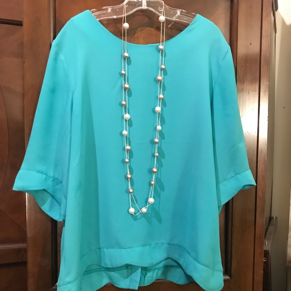 Teal Button-Up Blouse